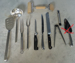 Küchen- Utensilien gemäß Abbildung, Edelstahl