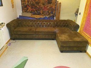 Ecksofa Chesterfield antik braun OT links