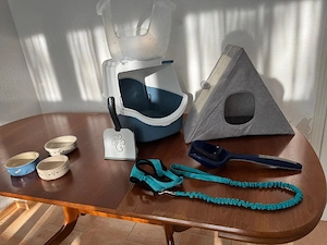 Katzenzubehör Set: Toilette, Näpfe, Bett, Geschirr & Leine