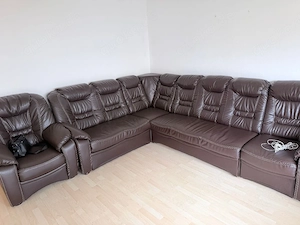 Ecksofa mit Hocker und Bettfunktion