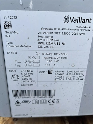 Vaillant aroTHERM plus VWL 1256 A Heizungswärmepumpe Luftwärmepumpe