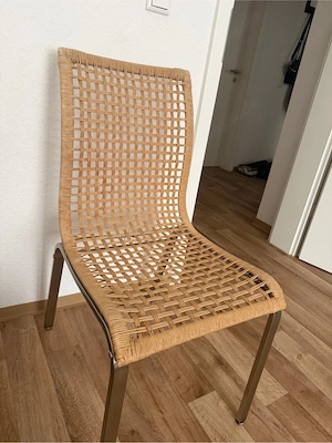 Boho Esszimmerstühle Rattan Look 4er Set modern beige