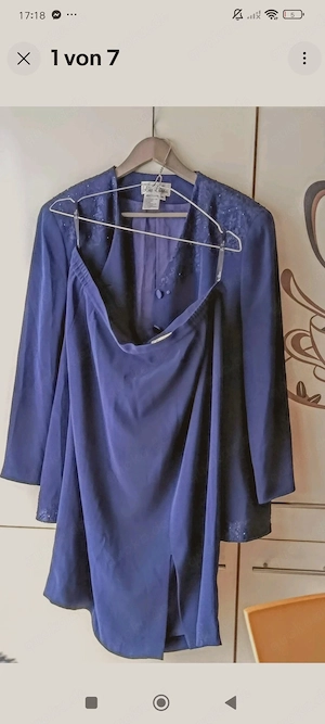 2-teiliges Vintage-Ensemble der Marke Liz Elana in tiefem Dunkelblau (Marine), Top.