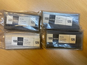 4 x je 100 Stück Leitz Deckschienen 126, goldlackiert, neu + ovp