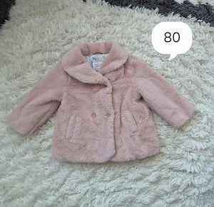 Flauschige Babyjacke rosa Größe 80 Kunstfell Mantel