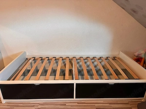 Modernes Funktionsbett in Weiß mit 2 Schubladen & Lattenrost