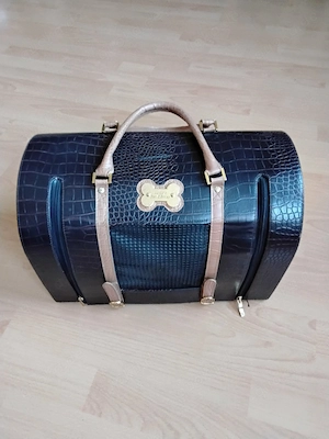 Hunde Katzen Transport, braun, Kroko- Look