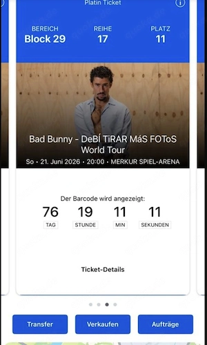 Bad Bunny 2 Platin Tickets