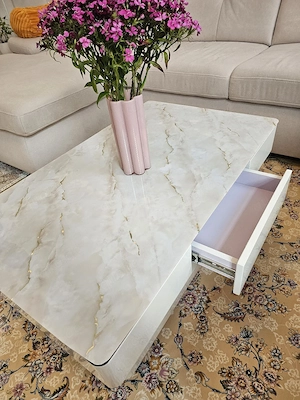 Couchtisch modern mit Glasplatte & Schubladen,Sehr guter Zustand Bild 2