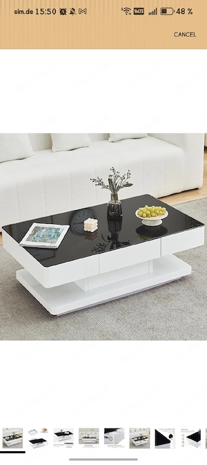 Couchtisch modern mit Glasplatte & Schubladen,Sehr guter Zustand