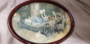  4 antike Wandbilder   Miniaturen   Nostalgische Motive & Kinderporträts   Ovaler Rahmen