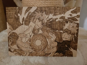 Brandmalerei: Naruto Shippuden - Naruto Uzumaki & Minato Namikaze| Merch, Deko, Fanartikel 