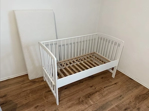 Kinderbett 120x60cm mit Matratze - weiß