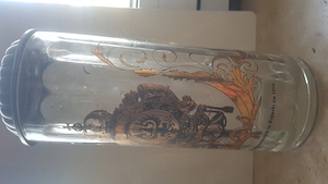 Bierkrug aus Glas mit Zinn Deckel 