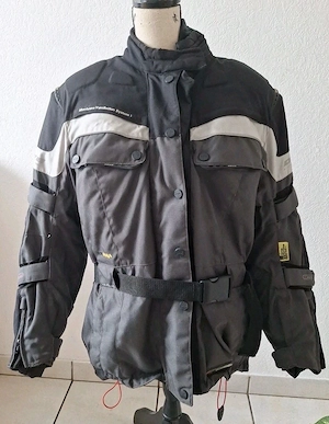 Polo Drive Damen Motorrad Textiljacke mit MVS - schwarz-grau, XL