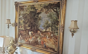 Großes Landschaftsgemälde in prunkvollem Goldrahmen 1,20m