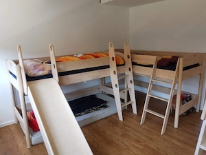 Paidi Hochbett Birke mit Leiter und Lattenrost 90x200 cm 