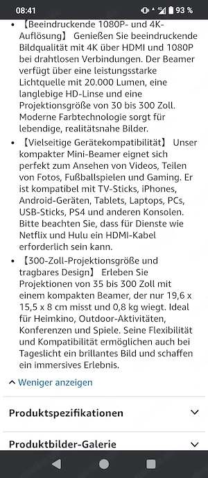 Beamer mit Wandhalterung 