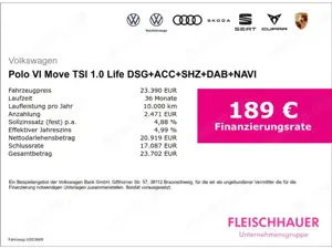 Volkswagen Polo VI Move TSI 1.0 Life DSG+ACC+SHZ+DAB+NAVI Bild 3