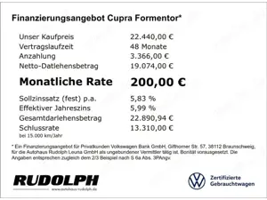 CUPRA Formentor 1.5 TSI 6-Gang LED BT ACC SHZ Klima PDC Fernlichta Bild 4