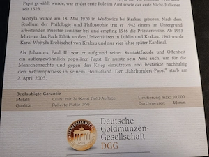 Gedenkprägung Johannes Paul II Bild 3