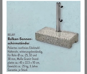 Balkon Sonnen Schirmständer 