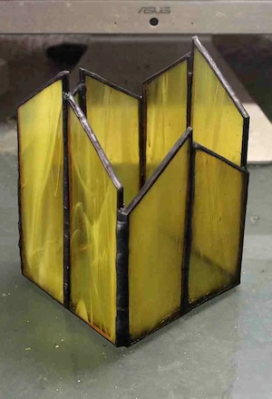 Sehr schönes gelbes Windlicht (Tiffany) sorgfältige Handarbeit