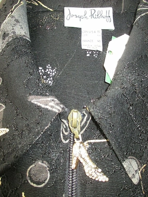 NEU m. E. Spitzen Blazer Jacke mit Gold Swarovski Strass Kristalle Joseph Ribkoff 42-44 M- L schwarz