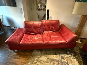 Echtleder Sofa Set Rot (2x Sofa)   bequem & stabil