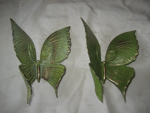 2 Schmetterlinge Bronze Grabschmuck Gießereistempel Dekoration Neu Neupreis je 120 Euro