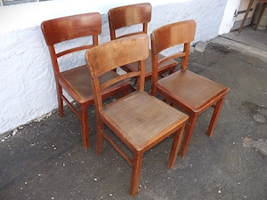  4er Satz Frankfurter Stühle original 1950er Jahre; gebrauchsfähig.