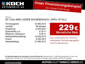 Subaru XV 2.0ie AWD LEDER SCHIEBEDACH  APPs 18"ALU LED Bild 2