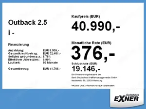 Subaru OUTBACK 2.5 i -  Navi - Automatik - Allrad Bild 4