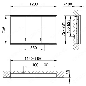 Spiegelschrank Unterputz 1200 mm