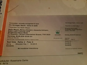 2 konzertkarten für schlager nacht in weiss in bühl 06.06.26 Bild 2