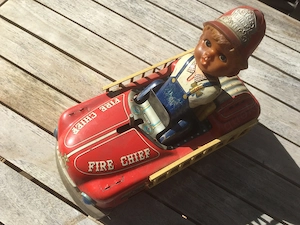 Masudaya Fire Chief Vintage Blechspielzeug Modell 50er Jahre Bastler