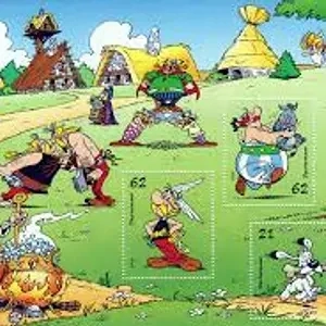 1 briefmarkenblock asterix und oberlix