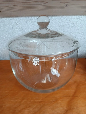Vintage Glasbowle mit 10 Gläsern Bild 5