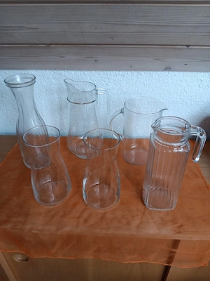 6 Glaskaraffen   Vasen   Set