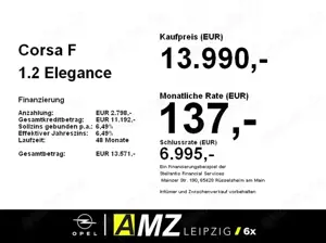 Opel Corsa F 1.2 Elegance *der perfekte Stadtflitzer* Bild 3