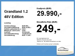 Opel Grandland 1.2 48V Edition LED+2xKlima+BT+Temp Bild 3