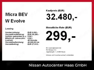 Nissan Micra BEV W Evolve ACC+LED+Navi+SHZ+Winterp.+PDC