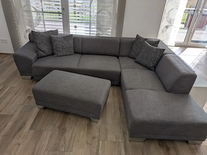 Ecksofa 280x225 mit Hocker 100x60 und 4 Kissen