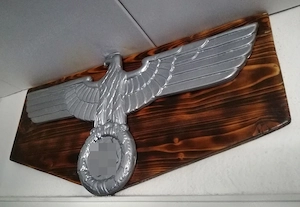 Reichsadler Reichsbahnadler Metall auf Holzplatte