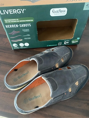 Herren Sabots footflexx Gr. 45 Leder blau