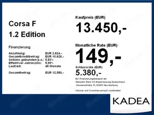 Opel Corsa F 1.2 Edition Navi+PDC+SpurH Bild 4