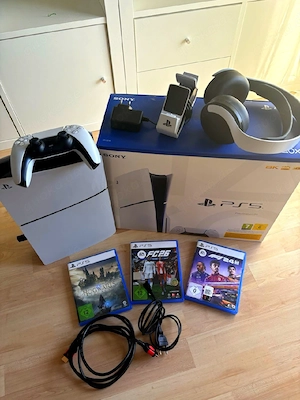 Sony Playstation 5 slim version disk PS5 slim mit 3 spiele  + PS5-Kopfhörer