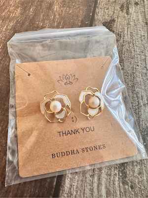 Schmuck Set Ohrringe Kette Blüte Perlen NEU