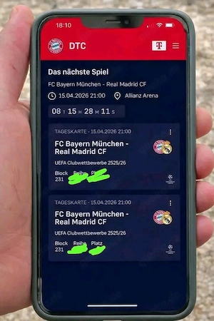 4 tickets fur baryen München gegen Real Madrid 