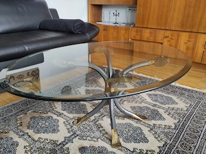 Couchtisch Murano 1 oval ca. 120 x 85 cm, Gestell massiv Bronze